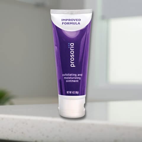 Prosoria psoriasis treatment gel tube showing relief from redness and itching.