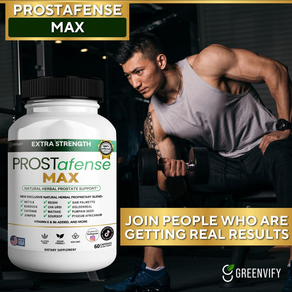 Prostafense Max veggie caps packaging emphasizing gluten-free vegan formula