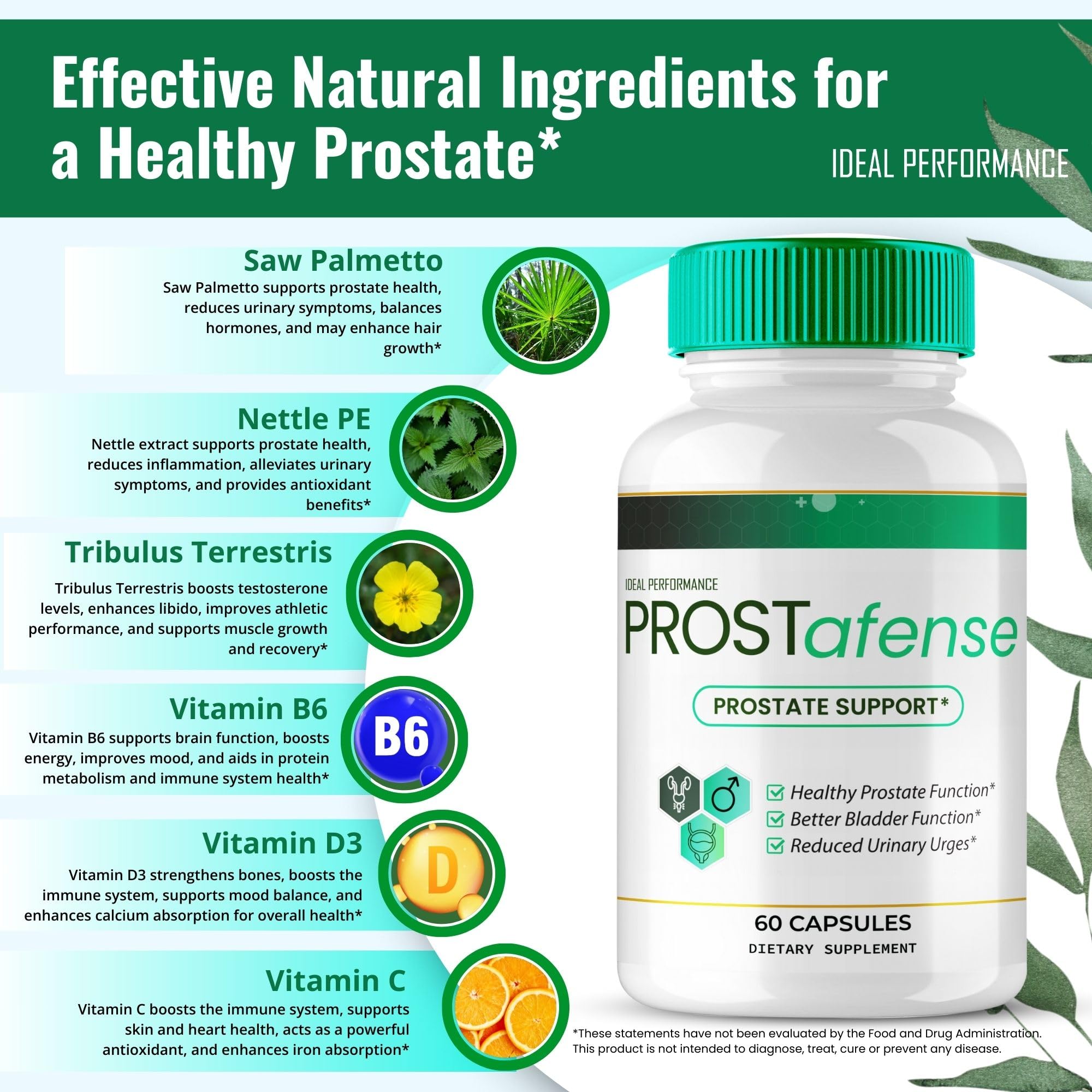 Prostafense packaging open view emphasizes all-natural formula.