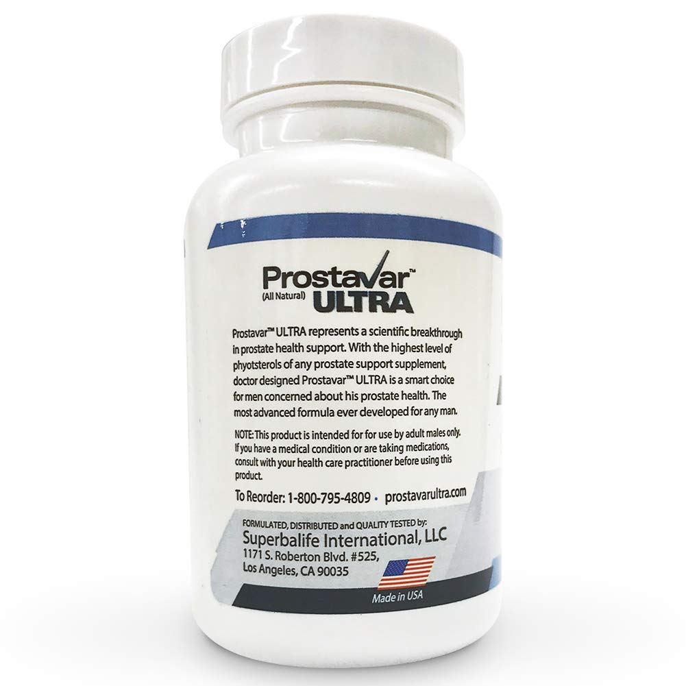 Prostavar Ultra packaging display on shelf for informed prostate health choices.