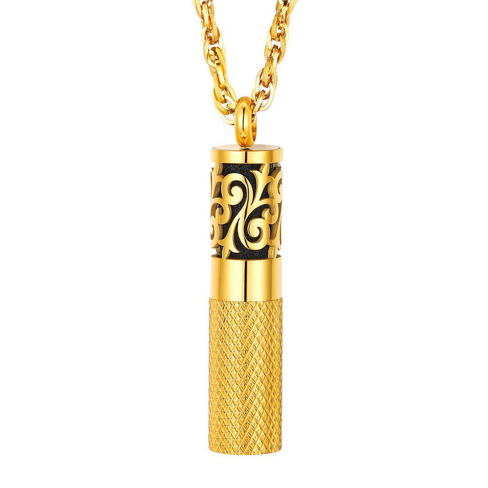 PROSTEEL diffuser necklace pendant close-up showing gold plating and hypoallergenic finish.