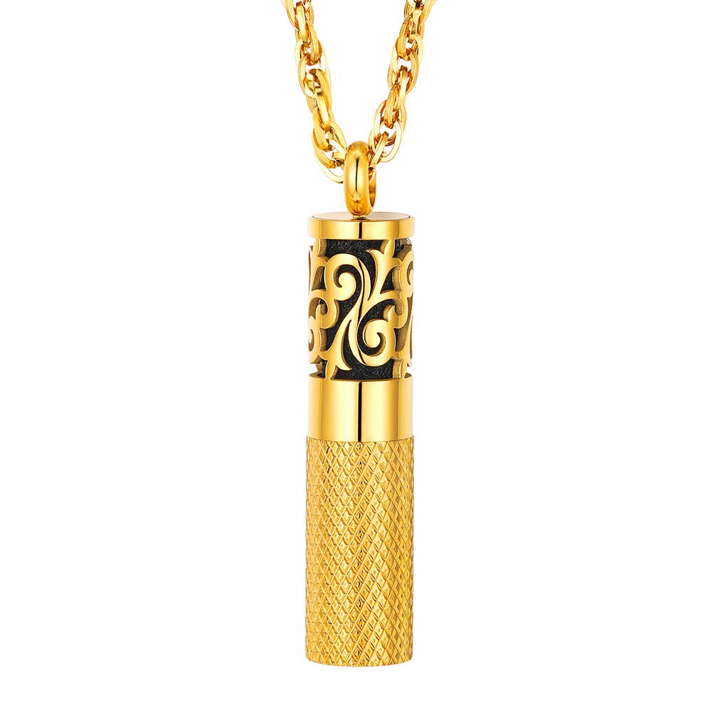 PROSTEEL diffuser necklace pendant close-up showing gold plating and hypoallergenic finish.