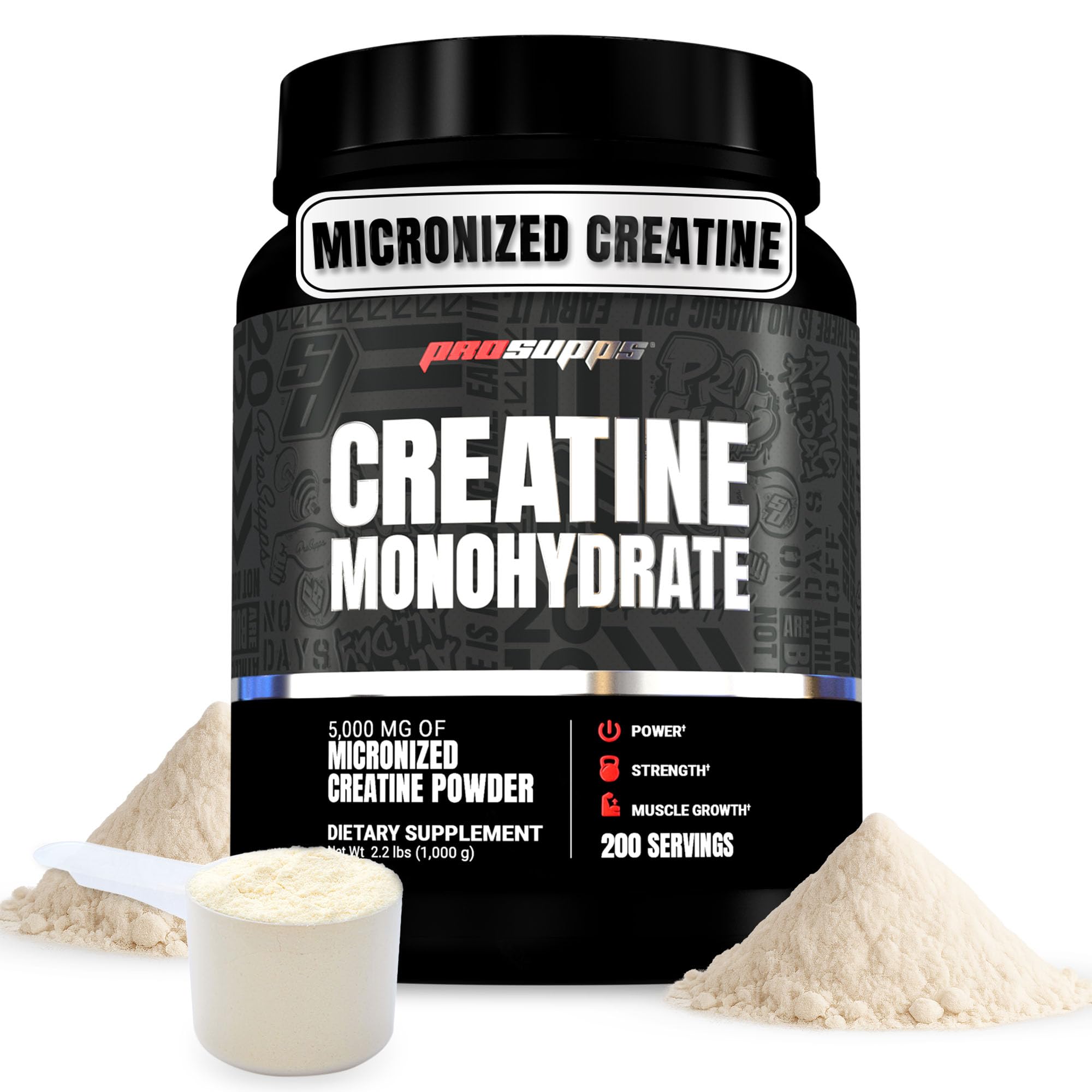 PROSUPPS Creatine Monohydrate Powder bottle on shelf ready for strength training.