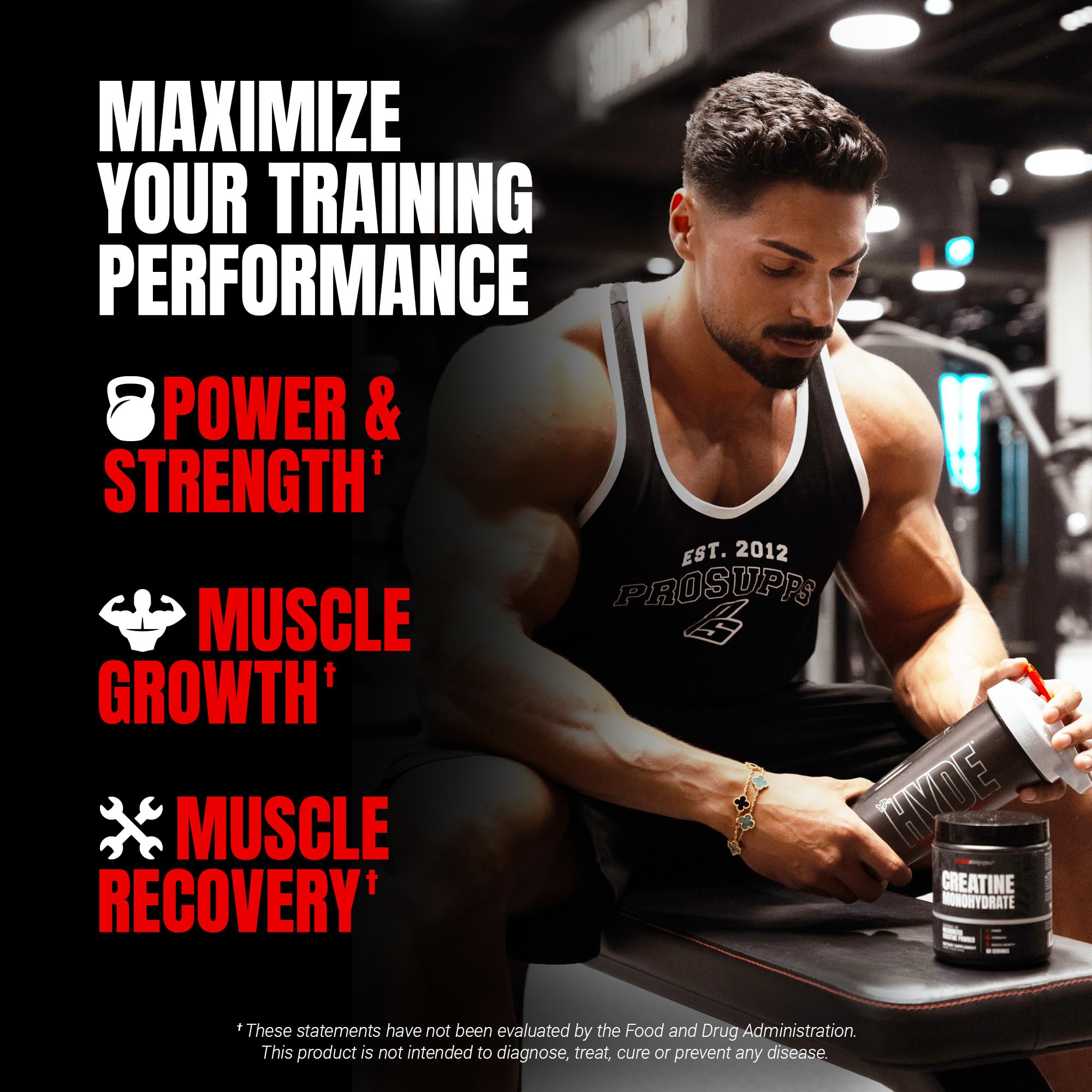 PROSUPPS Creatine Monohydrate Powder dissolving smoothly in water for a quick mix.