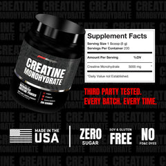 PROSUPPS Creatine Monohydrate Powder USA-made seal indicating quality.