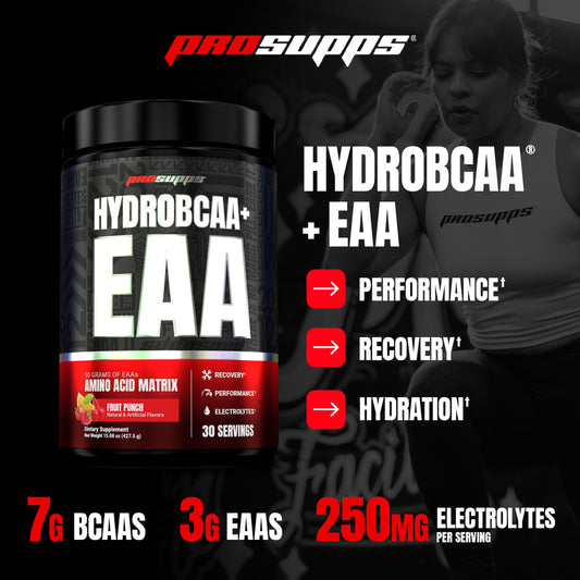 HydroBCAA powder dissolving in water for intra-workout mix
