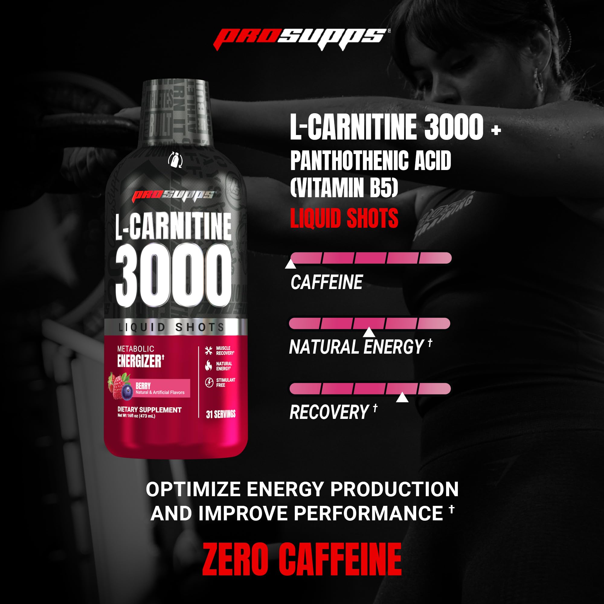 PROSUPPS L-Carnitine 3000 bottle with berry label for daily use.
