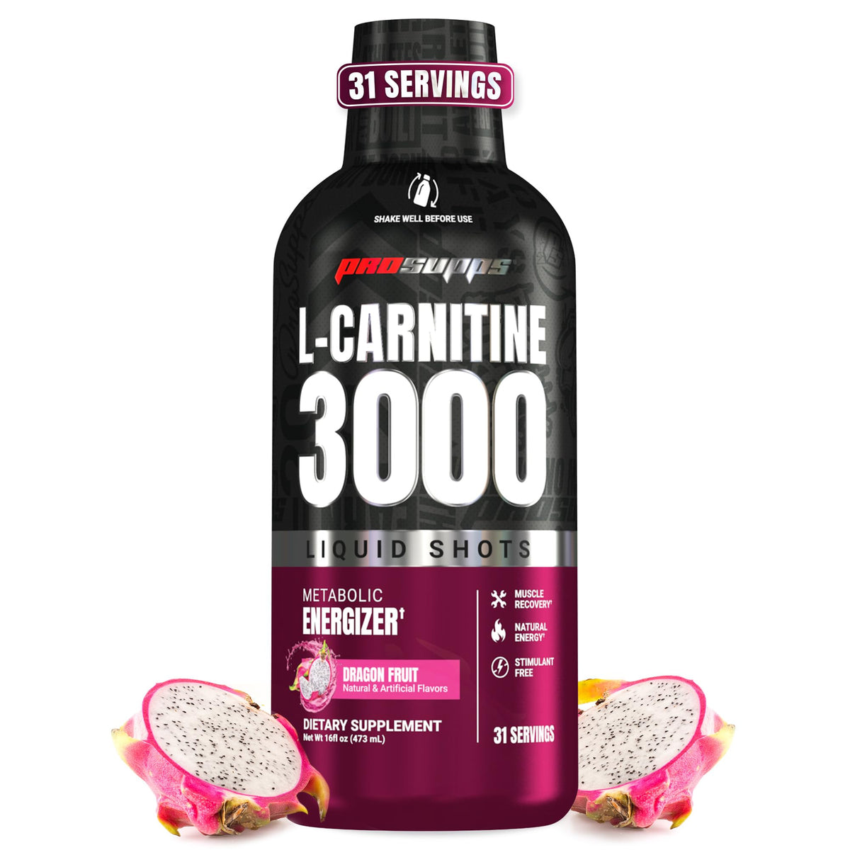 PROSUPPS L-Carnitine Liquid 3000 dragon fruit bottle for convenient energy support