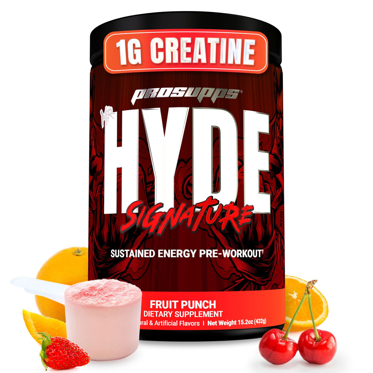 PROSUPPS Mr. Hyde Signature Fruit Punch front label shows flavor and ingredients