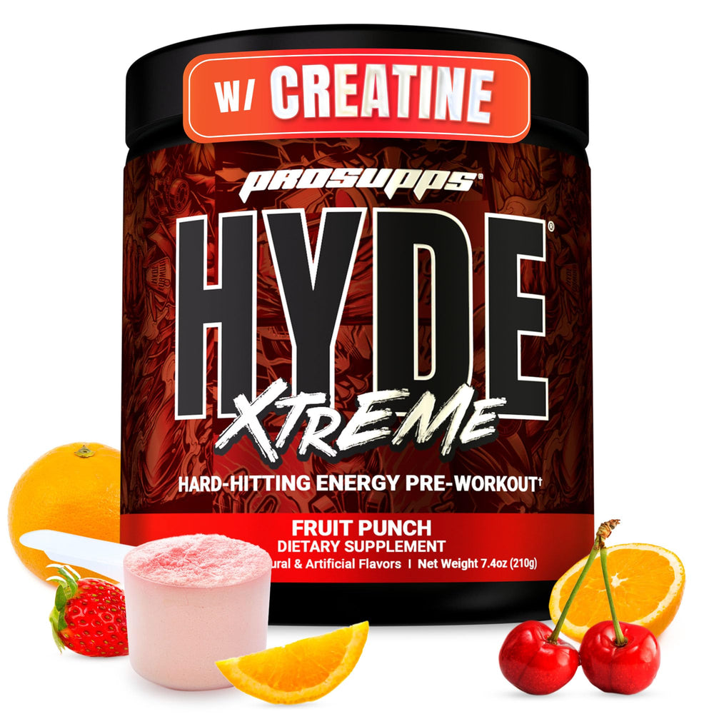 PROSUPPS Mr. HYDE Xtreme bottle with Fruit Punch flavor for intense gym energy