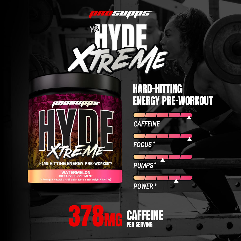 PROSUPPS Mr. HYDE Xtreme powder scoop showing a convenient pre-workout serving