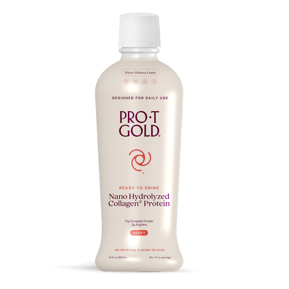 ProT Gold liquid collagen bottle shows 17g protein per serving for daily support