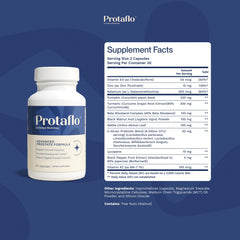 Product with 60 capsules indicating daily support over time