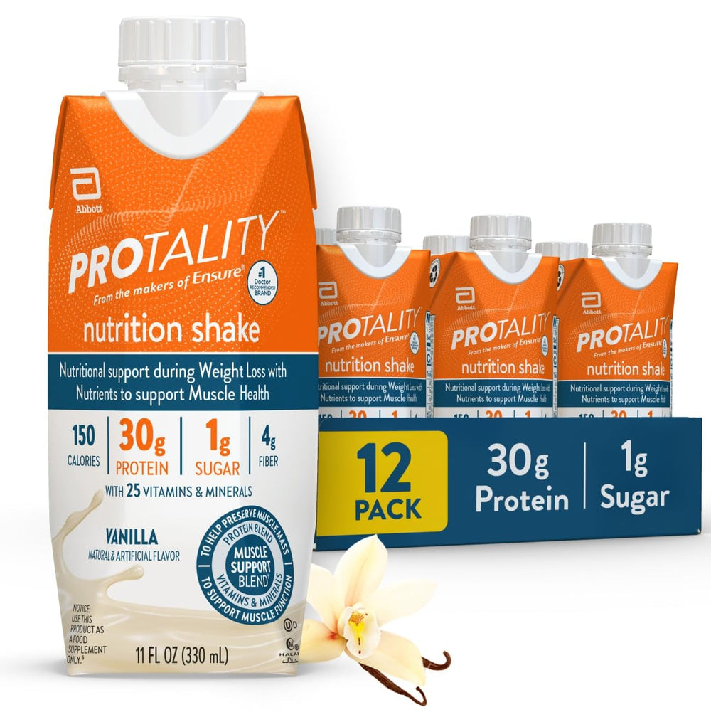 Protality Vanilla Nutrition Shake in glass shows creamy texture and protein-rich nutrition.