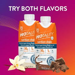 Protality Vanilla Shake ingredients panel emphasizing fiber and vitamins.