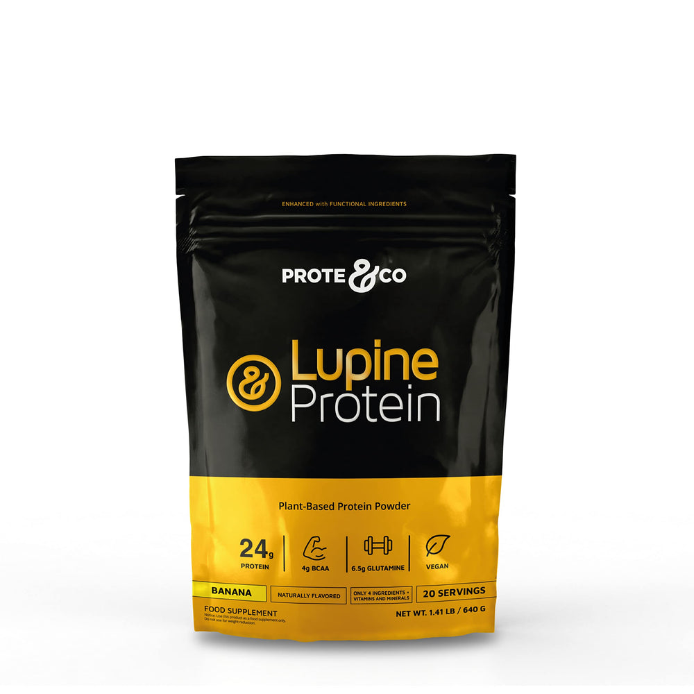 Prote&Co Lupin Protein banana canister shown for smooth post-workout shakes