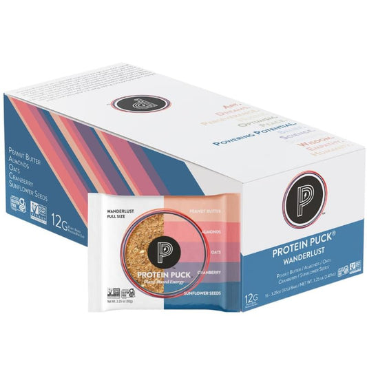 Protein Puck bar wrapper closeup for convenient on-the-go snacking
