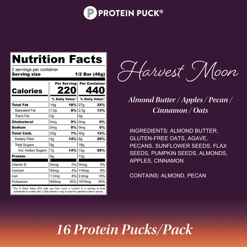 Protein Puck plant-based bar ingredients close-up, highlighting real nuts and seeds for clean energy.