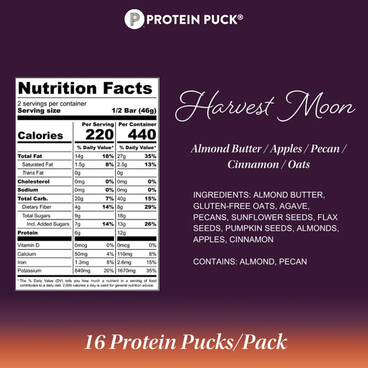 Protein Puck plant-based bar ingredients close-up, highlighting real nuts and seeds for clean energy.