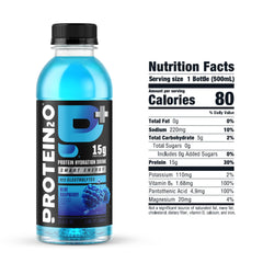 Protein2o cherry lemonade bottle highlighting zero sugar and flavor
