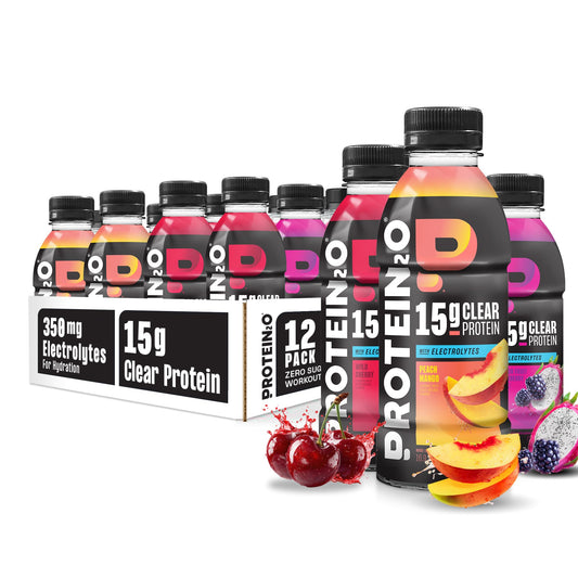 Protein2o clear protein water bottle showing 15g protein for refreshing hydration