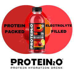 Protein2o Electrolyte and caffeine hydration bottle boosts focus during workouts.