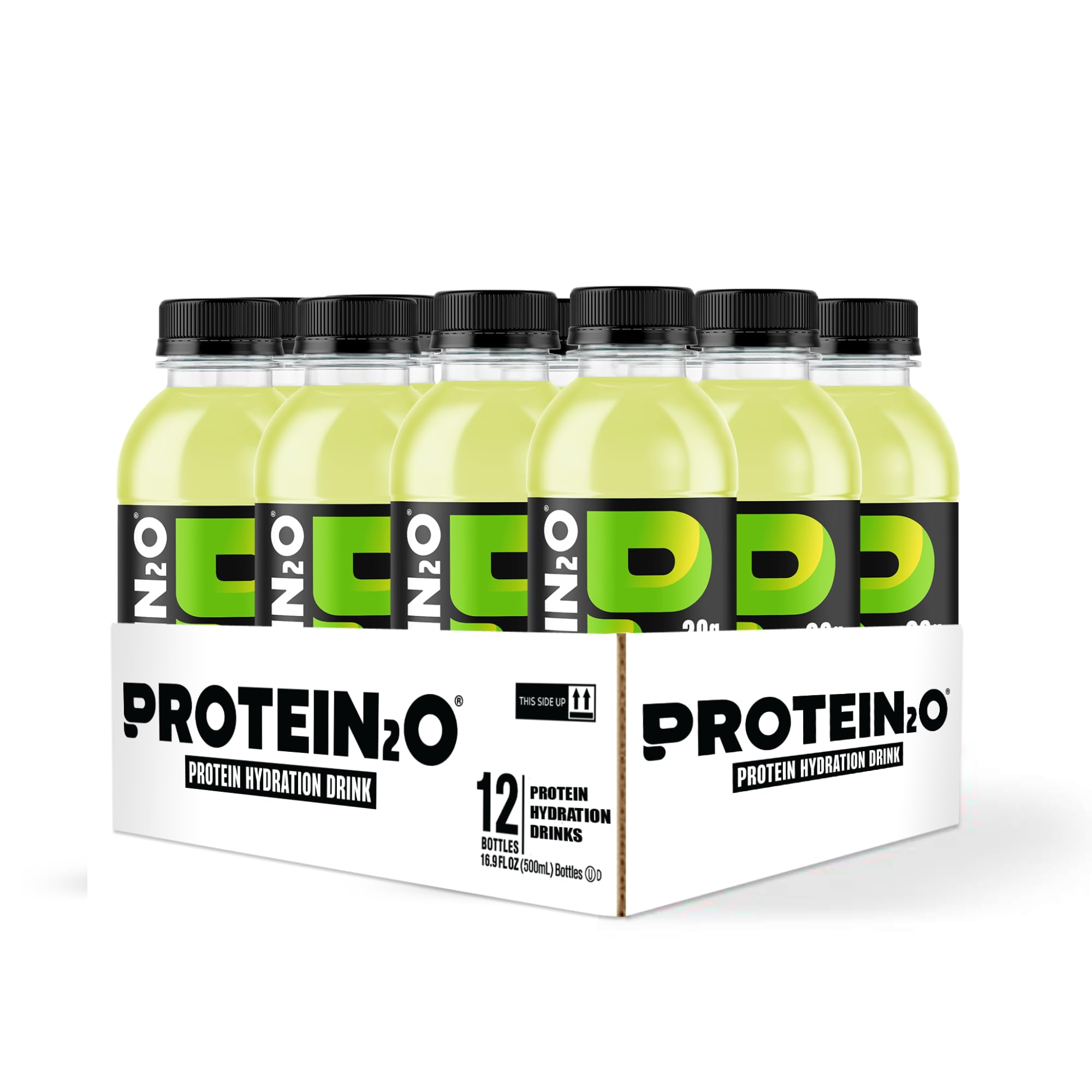 Protein2o Lemon Lime being poured into a glass for post-workout refreshment.