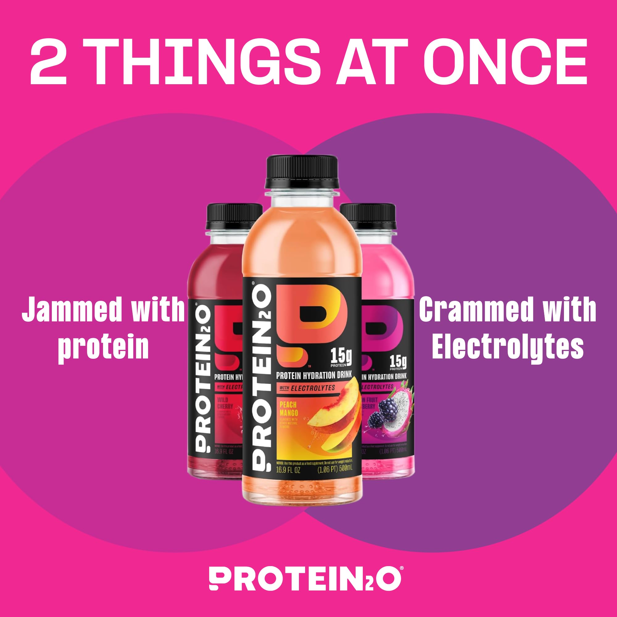 Protein2o bottle emphasizing zero sugar and light, refreshing taste