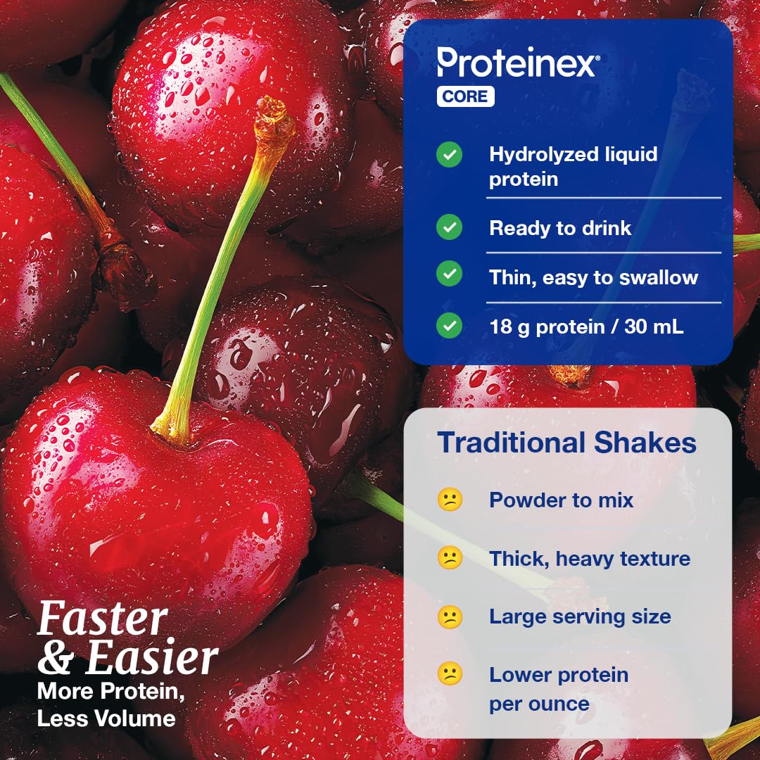 Proteinex Core cherry flavor bottle captures appealing taste for daily use.