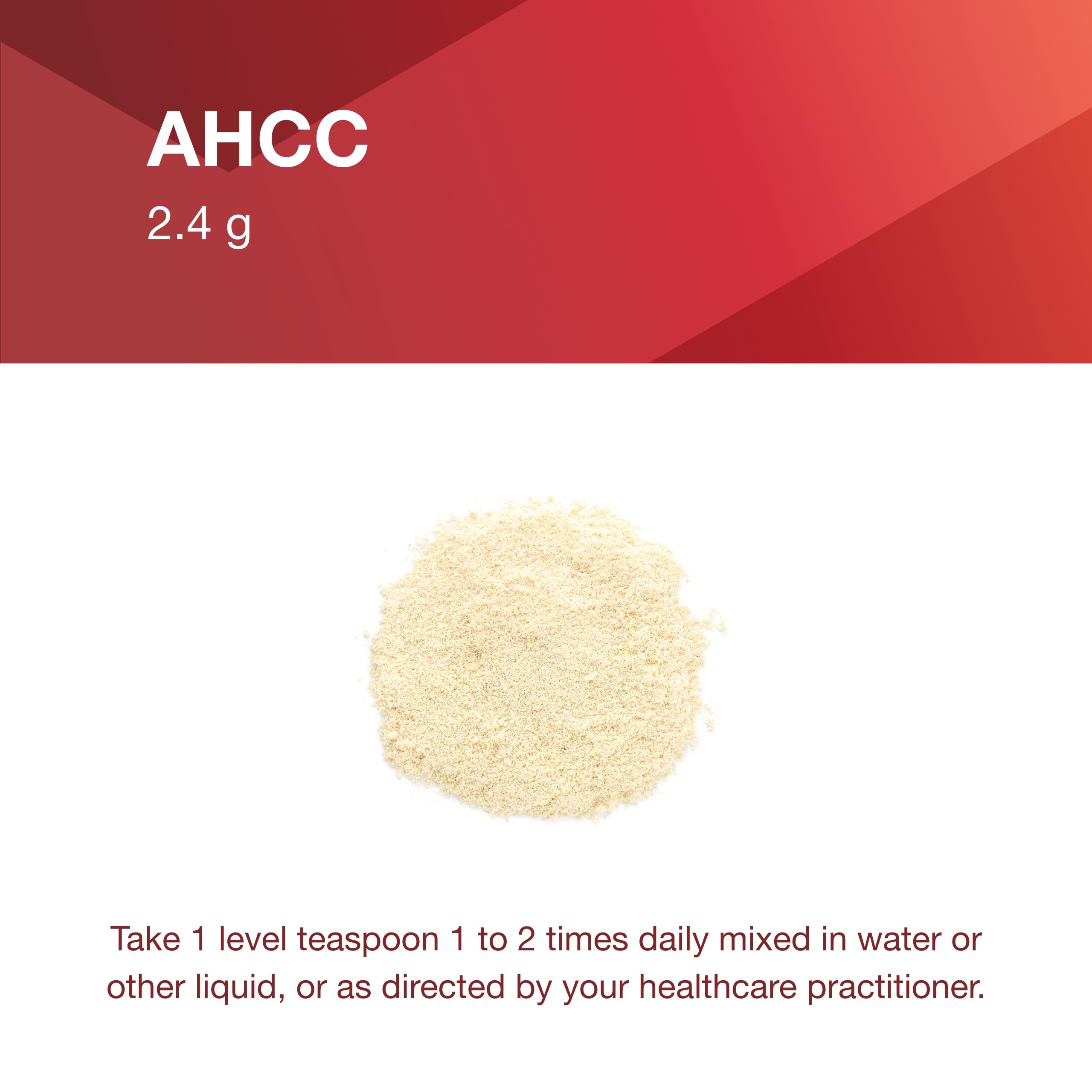 PROTOCOL FOR LIFE BALANCE AHCC Powder bottle with mushroom mycelia extract visual.