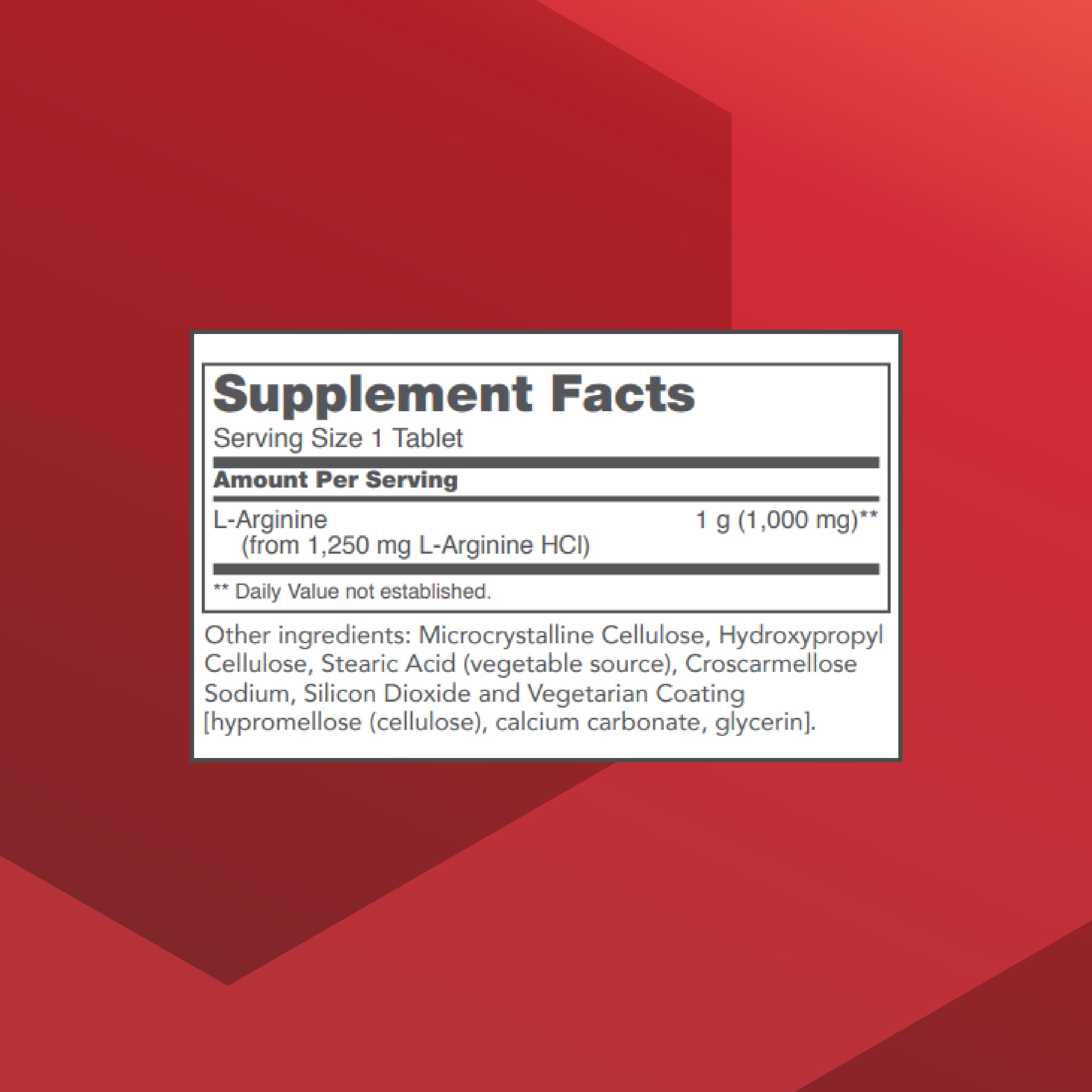 Protocol for Life Balance L-Arginine bottle label detailing ingredients and dosage