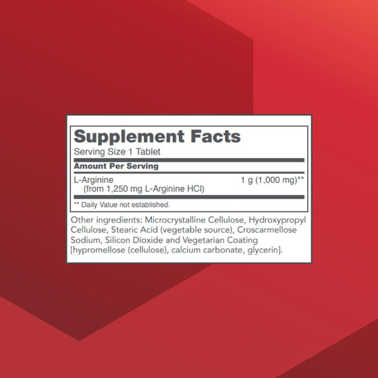 Protocol for Life Balance L-Arginine bottle label detailing ingredients and dosage
