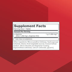 Protocol for Life Balance L-Arginine bottle label detailing ingredients and dosage