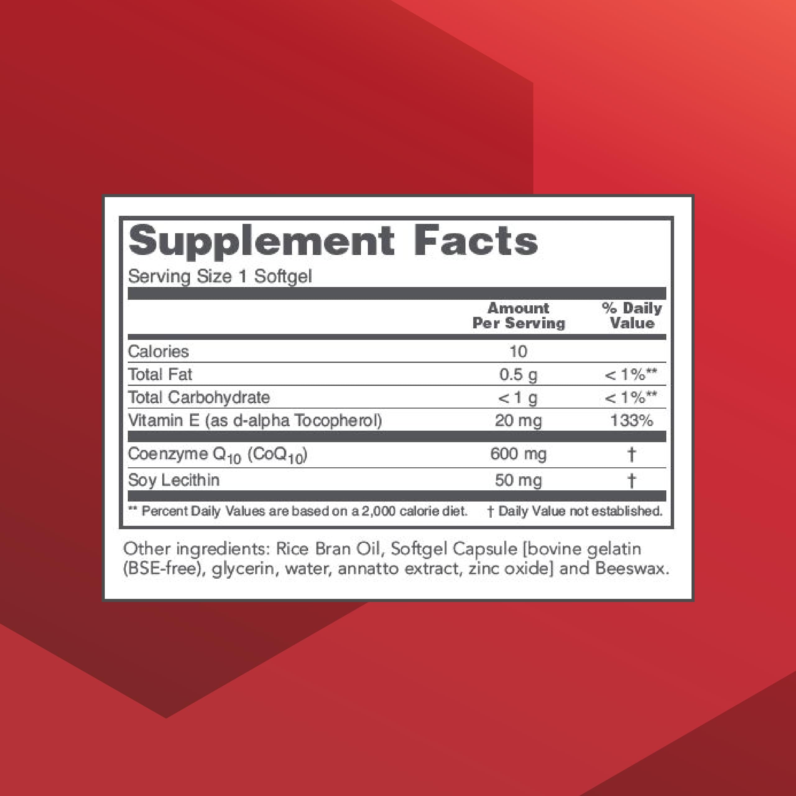 Protocol for Life Balance CoQ10 bottle back label detailing ingredients