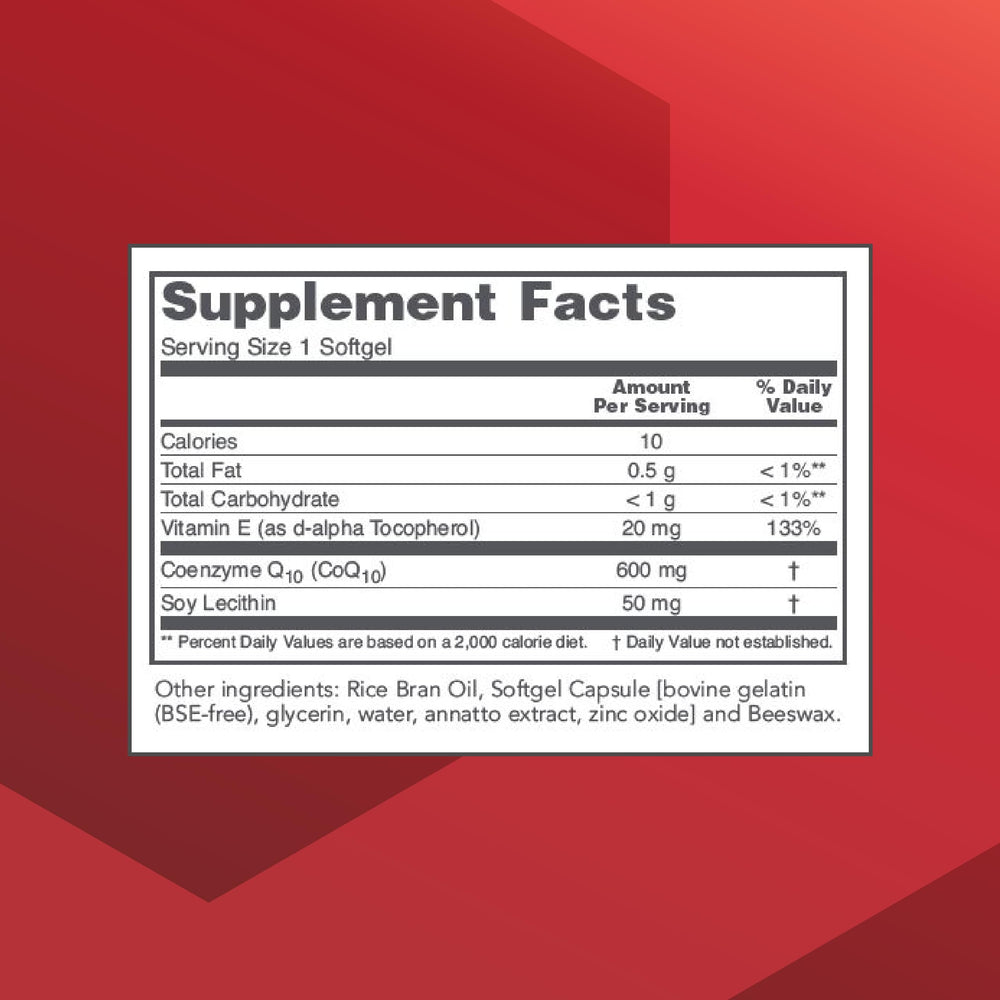 Protocol for Life Balance CoQ10 bottle back label detailing ingredients