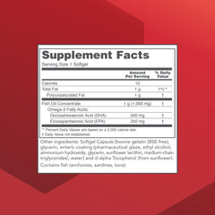 DHA-500 label details reveal DHA and EPA content for transparency