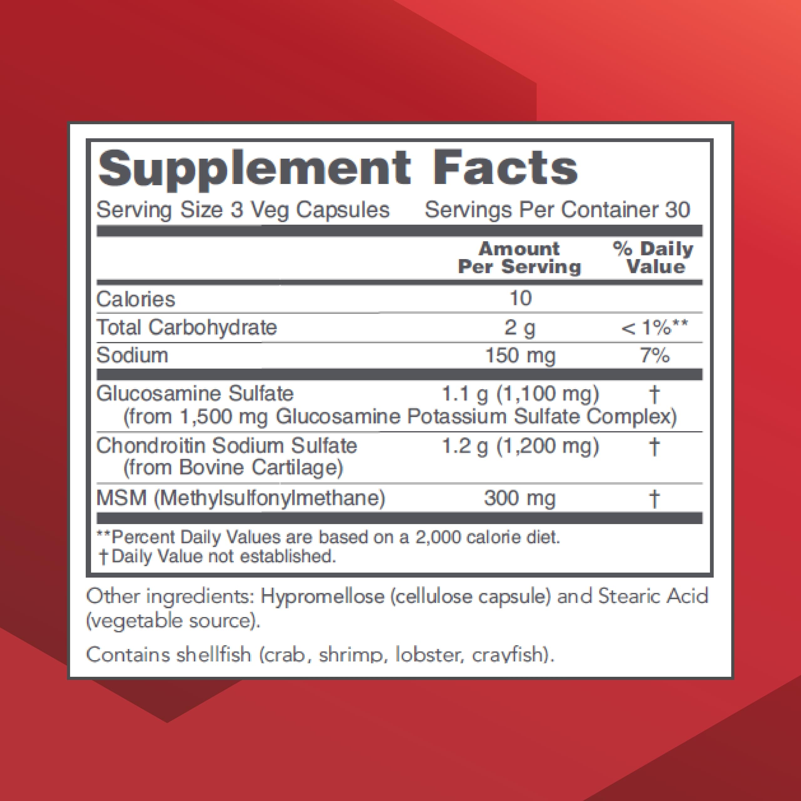 Protocol for Life Balance glucosamine chondroitin MSM capsules closeup for daily joint care
