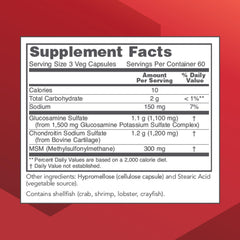 Protocol for Life Balance joint support capsules closeup shows MSM and chondroitin ingredients