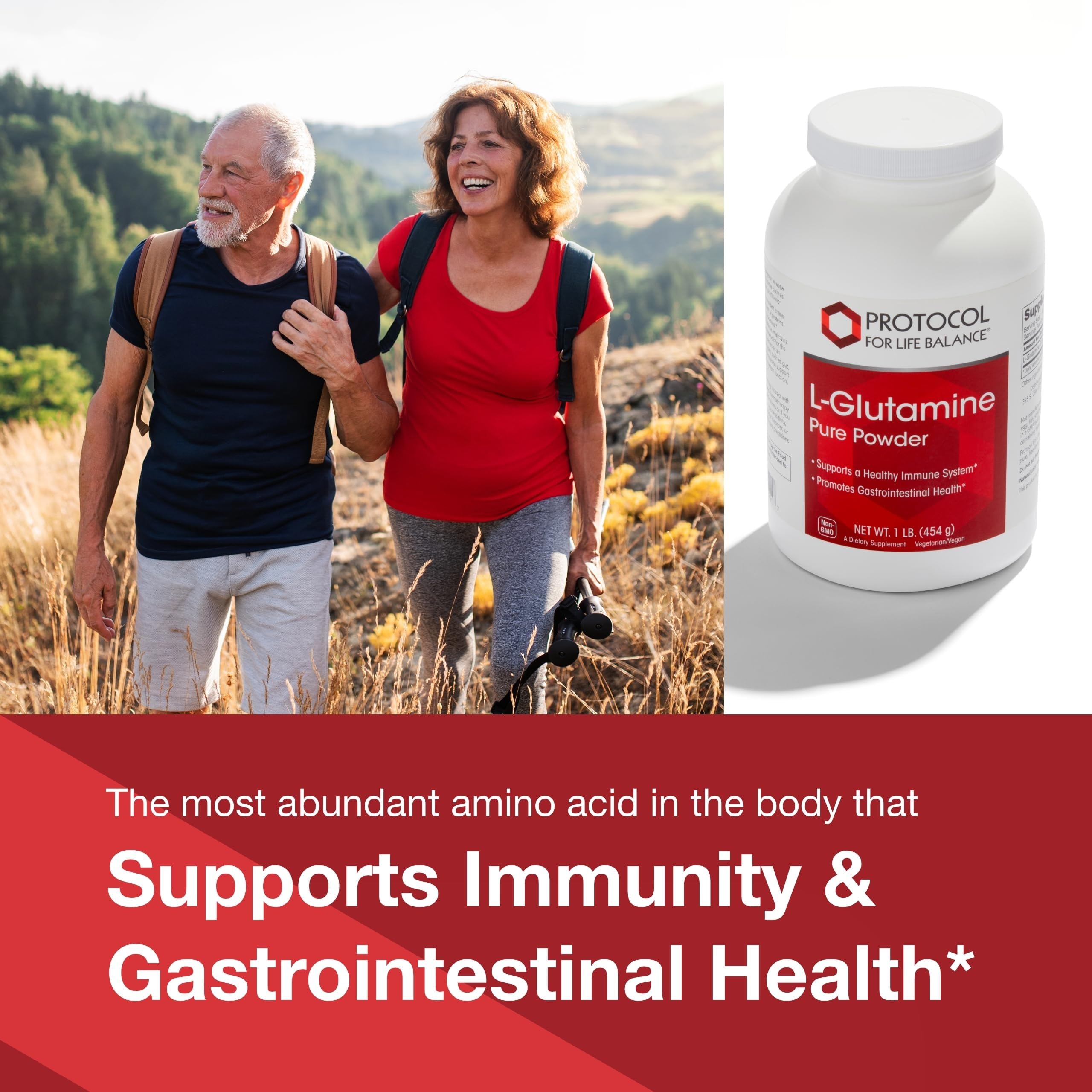 PROTOCOL FOR LIFE BALANCE L-Glutamine powder dissolving in water supports easy hydration.
