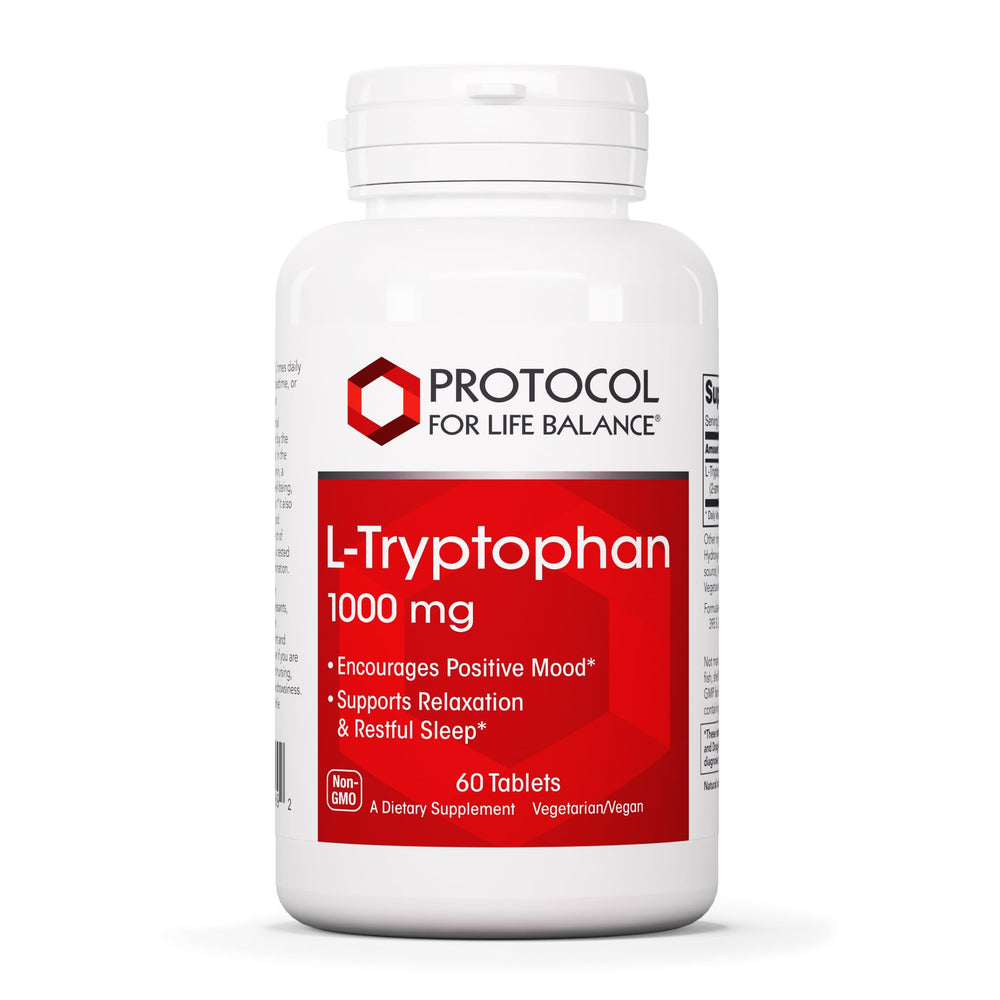 Protocol For Life Balance L-Tryptophan 1000mg bottle promotes restful nights