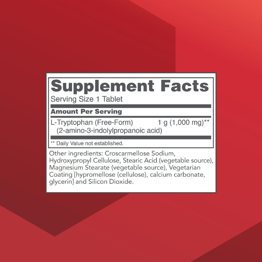 Protocol For Life Balance L-Tryptophan 1000mg tablets shown for easy supplementation