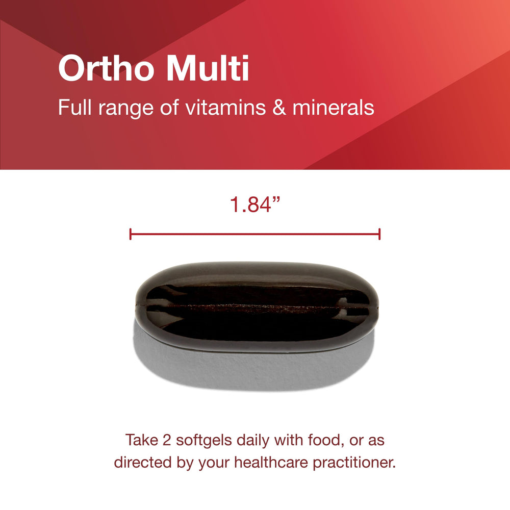 Protocol For Life Balance Ortho Multi Softgels ingredients chart highlights lycopene and CoQ10.