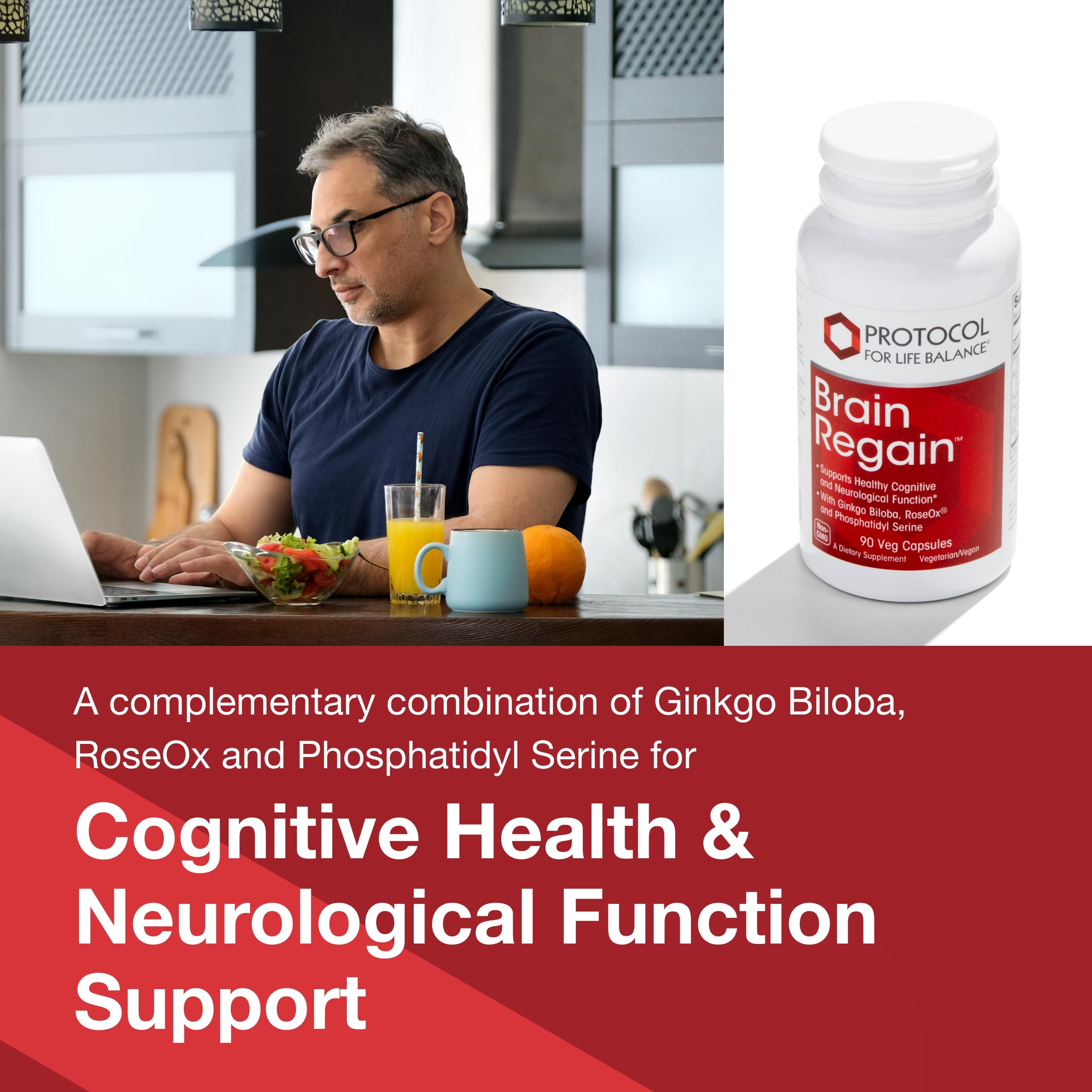 Protocol for Life Balance phosphatidylserine capsule close-up emphasizes brain membrane support.