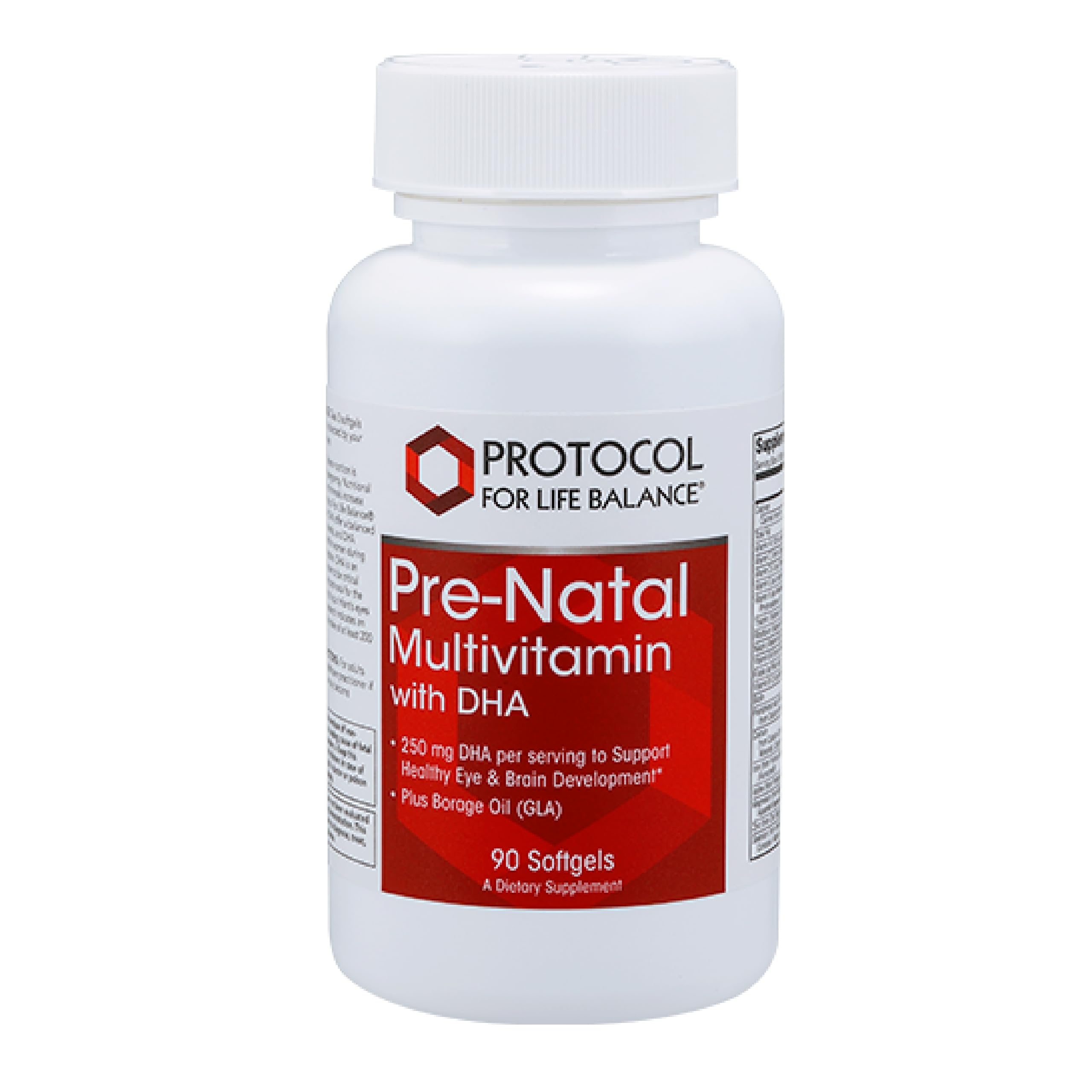 PROTOCOL FOR LIFE BALANCE pre-natal DHA bottle front view supports pregnancy nutrition