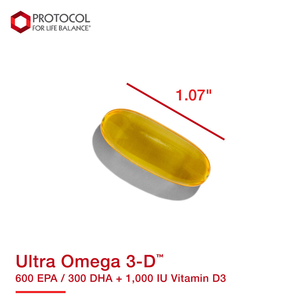 PROTOCOL FOR LIFE BALANCE Ultra Omega 3-D packaging box communicates quality and GMP assurance.