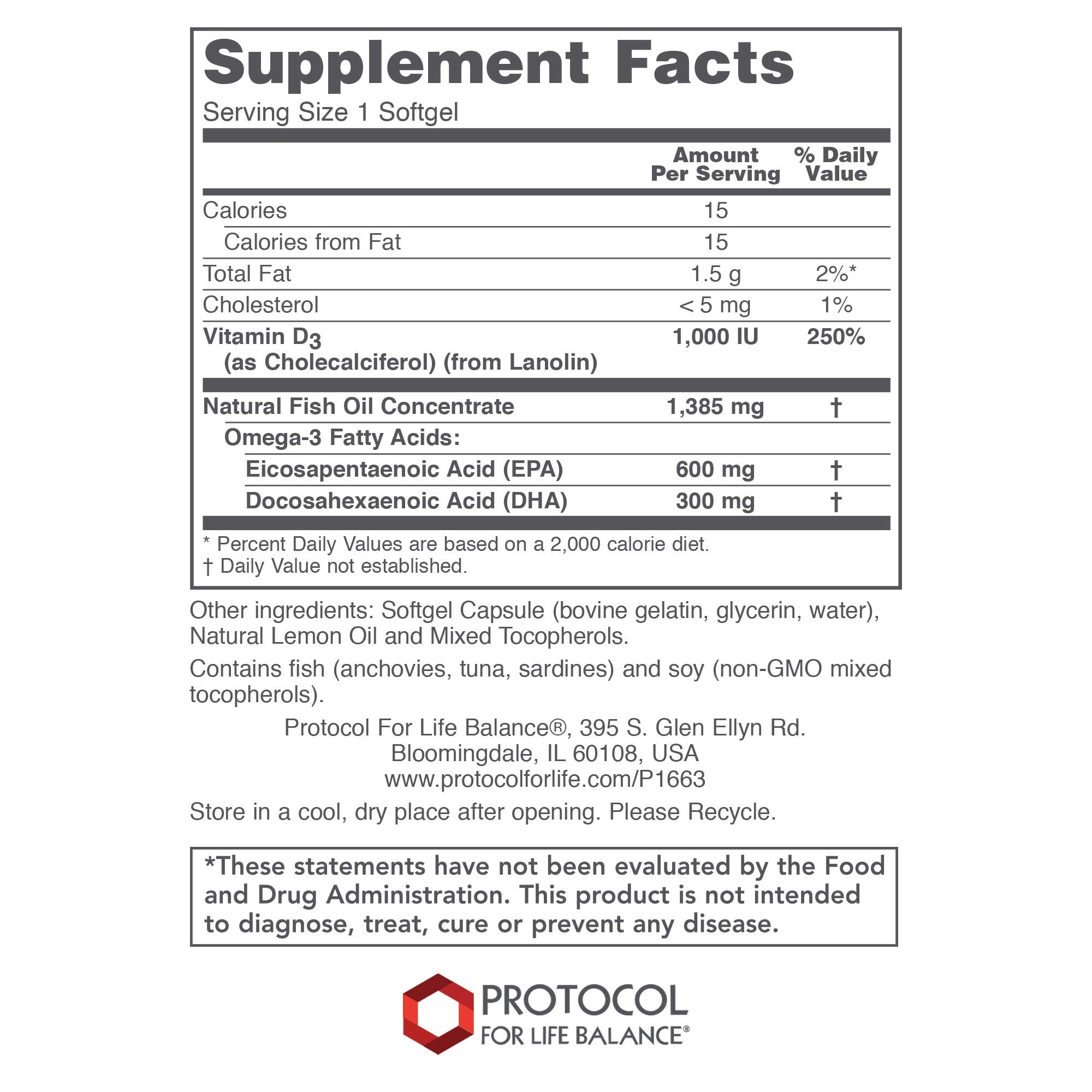 PROTOCOL FOR LIFE BALANCE Ultra Omega 3-D softgels closeup shows easy-to-swallow capsules for daily use.