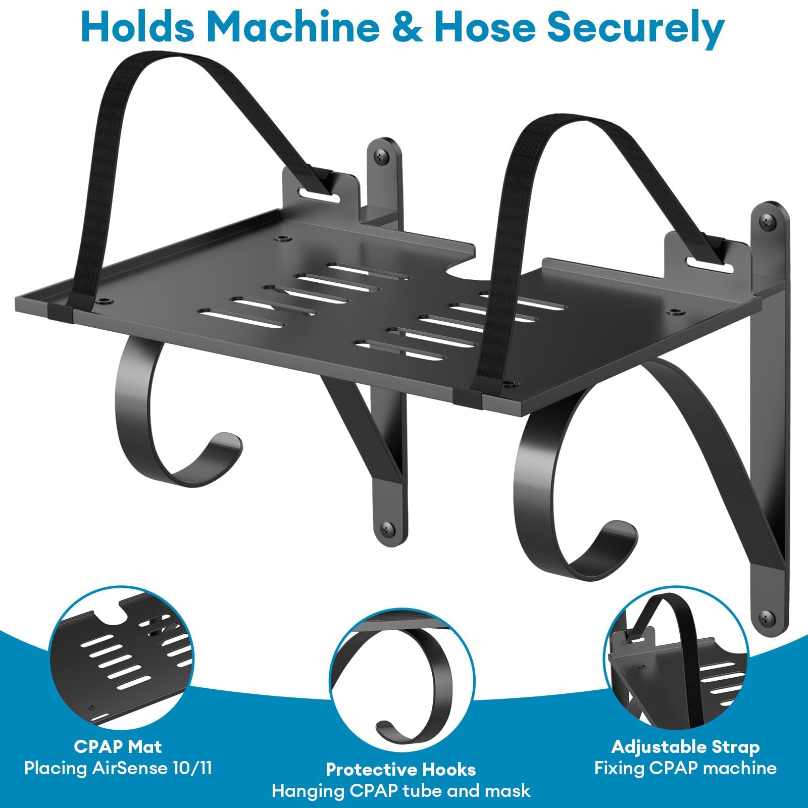 ProtoRack CPAP heavy-duty metal frame provides sturdy support for devices.