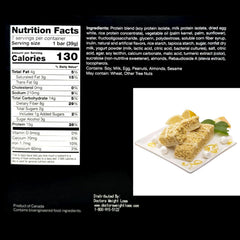ProtiWise Lemon Fluffy Bar box nutrition panel highlight protein and fiber options.