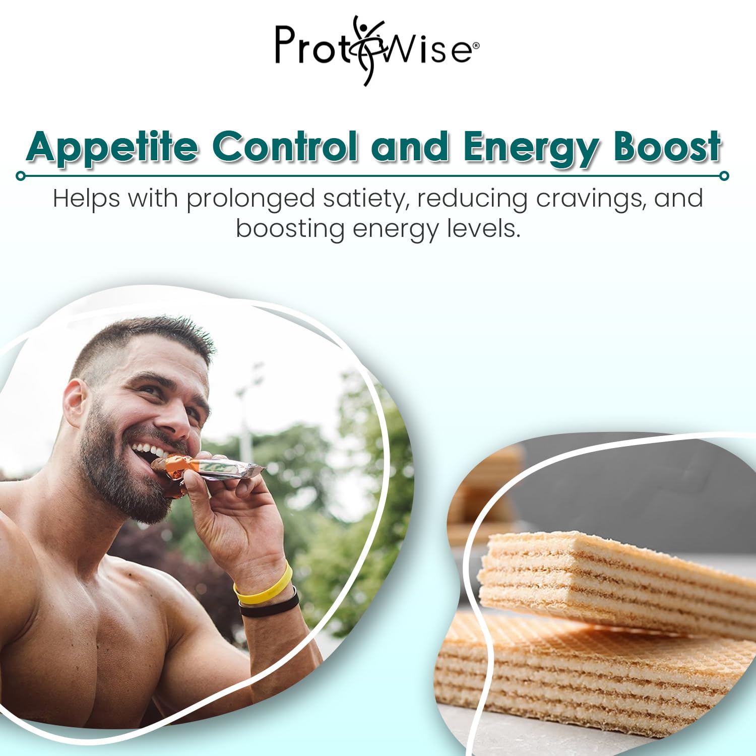 Box display of ProtiWise Raspberry Protein Wafers 5-serving box.