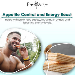 Box display of ProtiWise Raspberry Protein Wafers 5-serving box.
